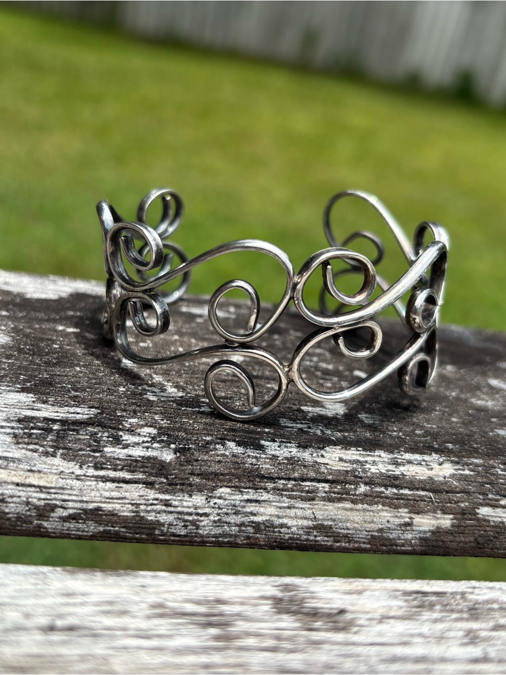 Sterling Silver Scrollwork Open Cuff Bracelet - Women Jewelry